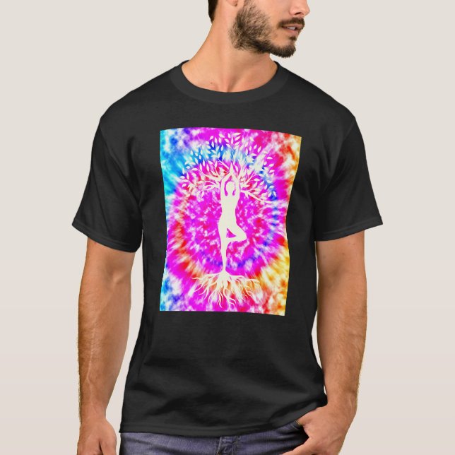 Camiseta Ioga Namaste Lua Gravata Morre Buda Árvore (Frente)