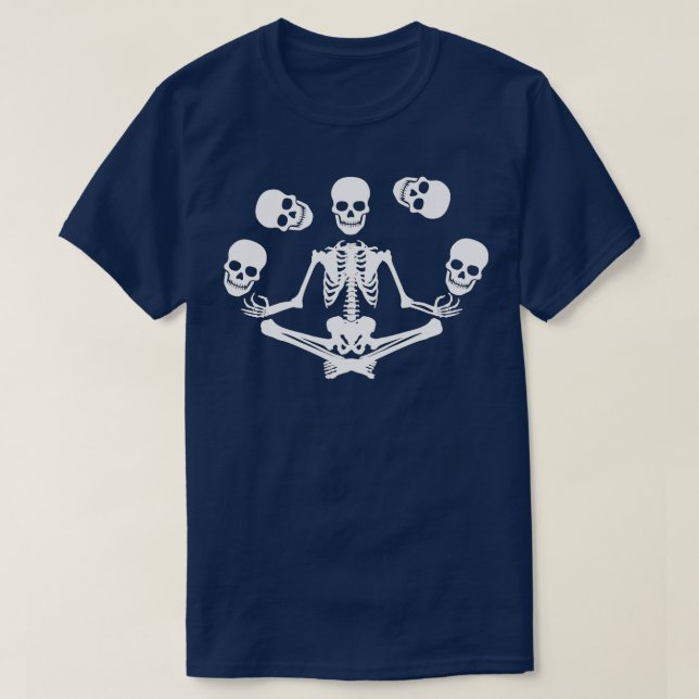 Camiseta Ioga Skull Skeleton, Dia de as Bruxas engraçado Pa (Frente do Design)