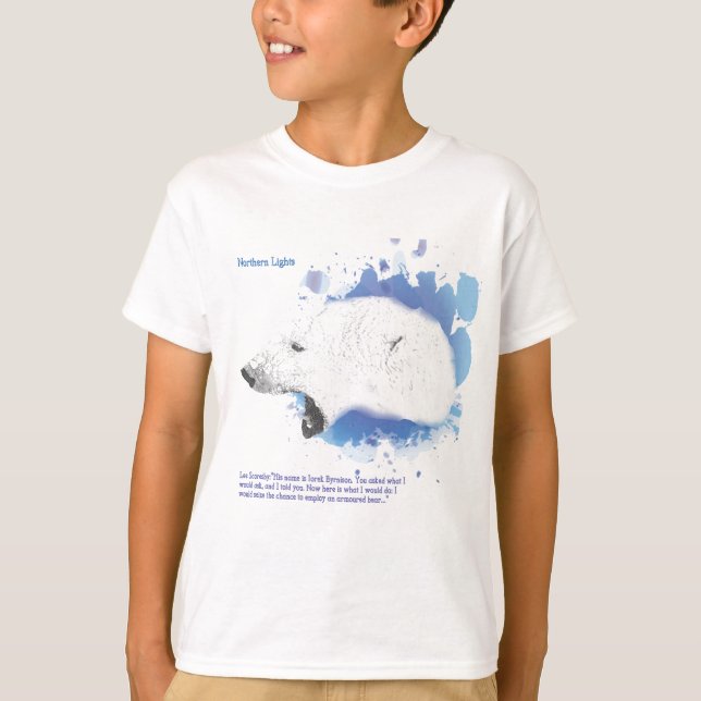 Camiseta Iorek, urso blindado de seus materiais escuros (Frente)