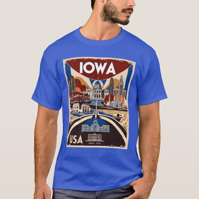 Camiseta Iowa 1950s USA Vintage Retro Tourism (Frente)