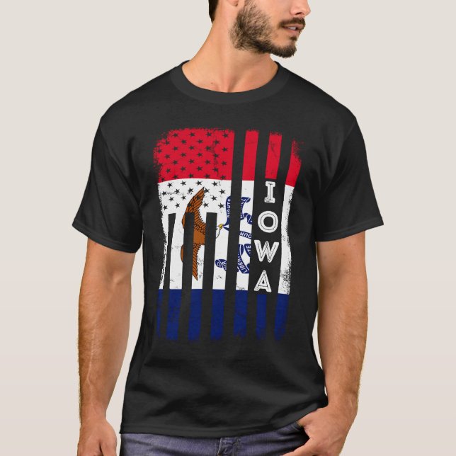Camiseta Iowa American Flag Home State of Iowa Flag (Frente)