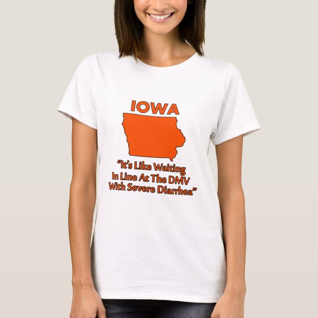 Camiseta Iowa - Como Esperar na Fila do Detran... (Frente)