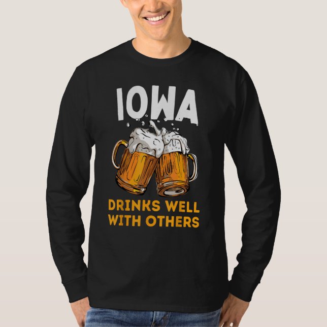 Camiseta Iowa Drink Local Beer Bebendo Micro Brew Artesanat (Frente)