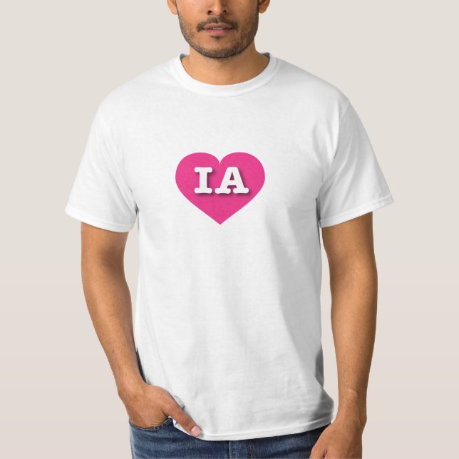 Camiseta Iowa Hot Pink Heart - Eu amo IA (Frente)