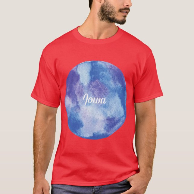 Camiseta Iowa Round Watercolor Pastel Violet Blue (Frente)