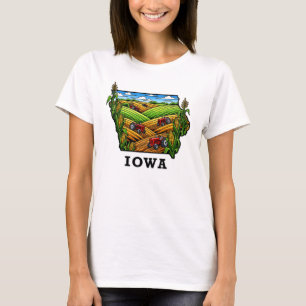Camiseta Iowa State Tattoo Style Cornfields Farmland