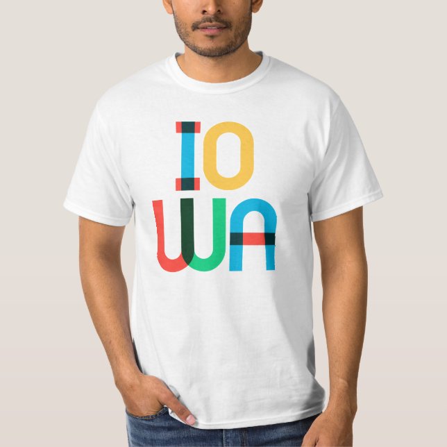 Camiseta Iowa Vintage Retro Pop Art 80s Cores Primárias (Frente)