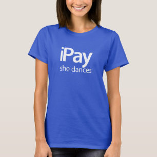 Camiseta iPay dança - o T azul das mulheres
