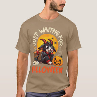 Camiseta Ir com Pumpkin Bats Skull Spider Apenas Esperando 