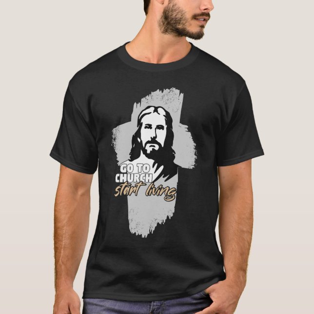 Camiseta Ir Para A Igreja..! Jesus Cristo. Christian Preach (Frente)