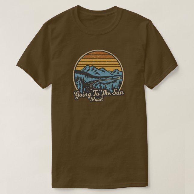 Camiseta Ir Para O Retro Sun Road Montana (Frente do Design)