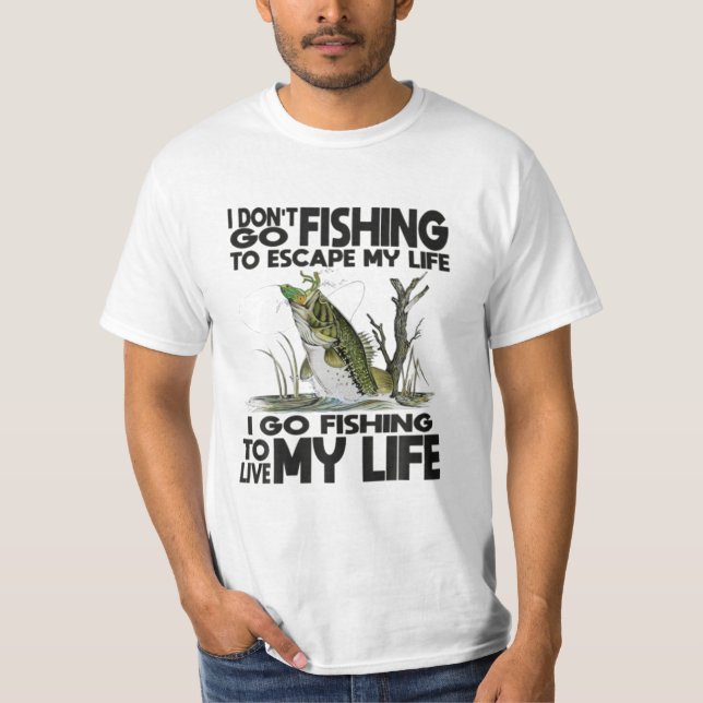 Camiseta ir pescar para escapar da minha vida (Frente)
