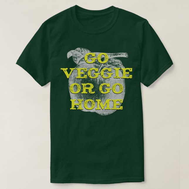 Camiseta Ir Veggie Ou Ir Para Casa Fruta Da Apple Comida Vi (Frente do Design)