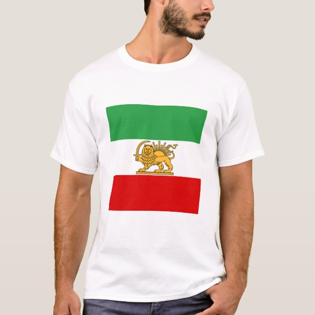 Camiseta Irã, bandeira persa com leão, xá do Irã (Frente)