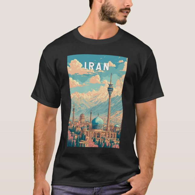 Camiseta Iran Illustration Travel Art Vintage (Frente)