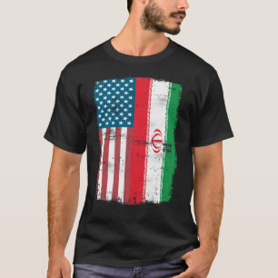 Camiseta  IRANIAN ROOTS Half American Flag USA IRAN FLAG