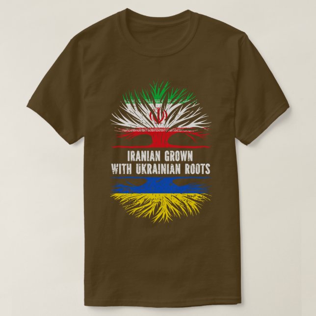 Camiseta Iraniano crescido com bandeira das Raízes Ucranian (Frente do Design)