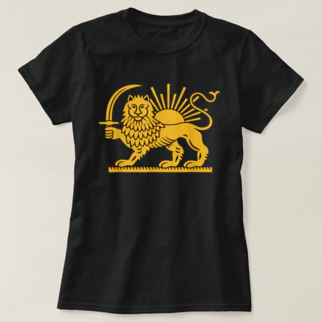 Camiseta Iraniano Lion Sun Achaemenid Império Safavid Dinas (Frente do Design)