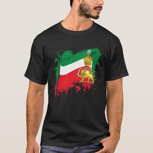 Camiseta Irans Flag with Pahlavi Crown shir va khorshyid (Frente)