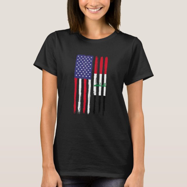 Camiseta Iraqi Roots Half American Flag Patriotic Iraqi (Frente)