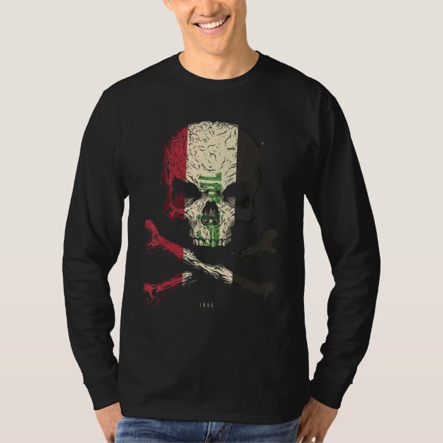 Camiseta Iraque Flag Skull Crossbones (Frente)