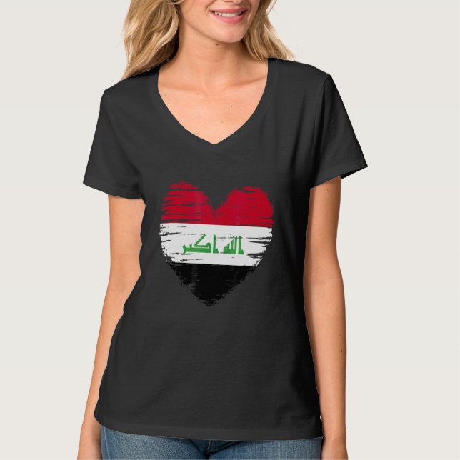 Camiseta Iraque Heart Iraqi Flag Pride (Frente)