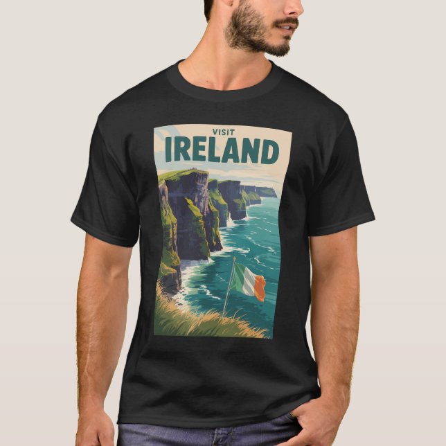 Camiseta Ireland Cliffs of Moher Illustration Travel Art (Frente)
