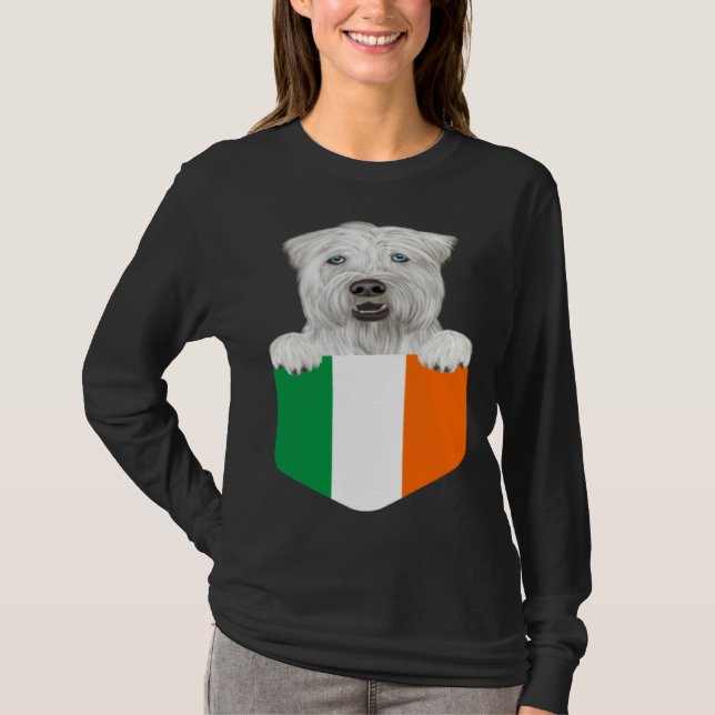 Camiseta Ireland Flag Soft Coated Wheaten Terrier Dog In Po (Frente)