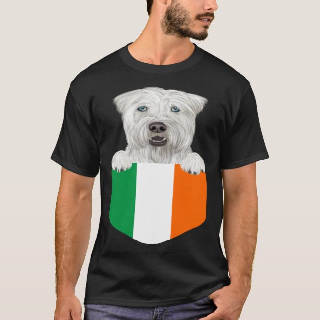 Camiseta Ireland Flag Soft Coated Wheaten Terrier Dog In Po (Frente)