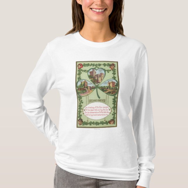 Camiseta Ireland para sempre - cortiça e castelos de (Frente)