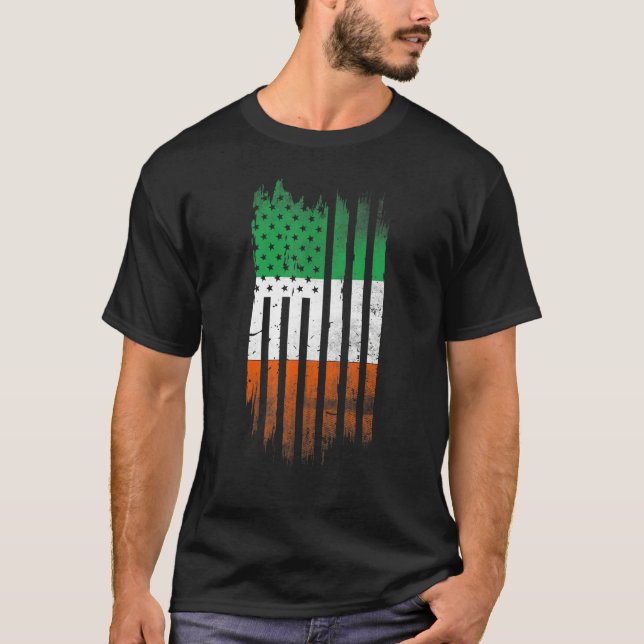 Camiseta Ireland Shamrock American flag Patrick's day Cool  (Frente)