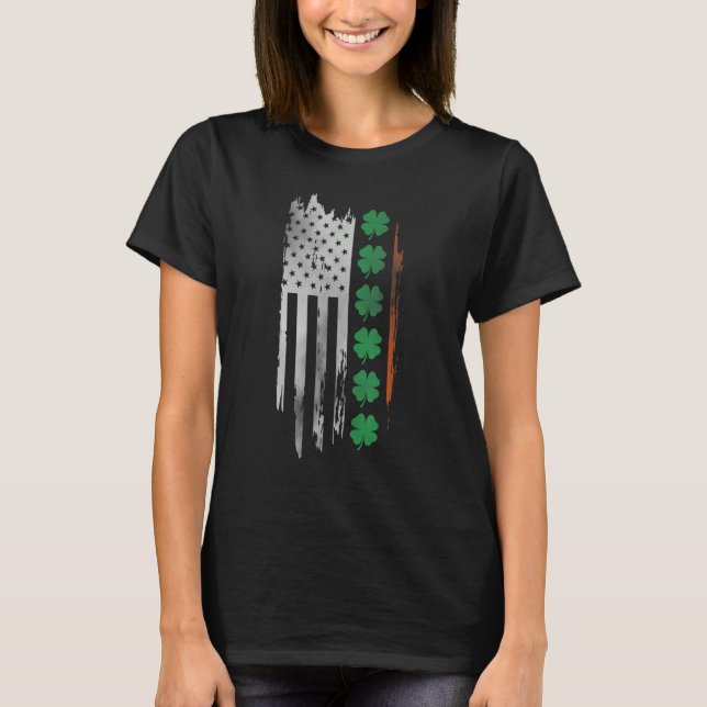 Camiseta Ireland Shamrock American flag Patrick's day Irish (Frente)