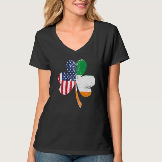 Camiseta Ireland Shamrock St Patricks Day IRISH US FLAG Pre (Frente)