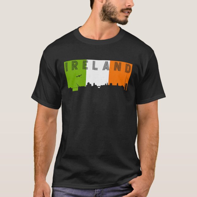 Camiseta Ireland Skyline Irish Flag Vacation Travel (Frente)