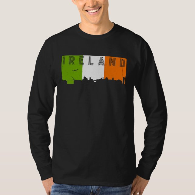 Camiseta Ireland Skyline Irish Flag Vacation Travel (Frente)