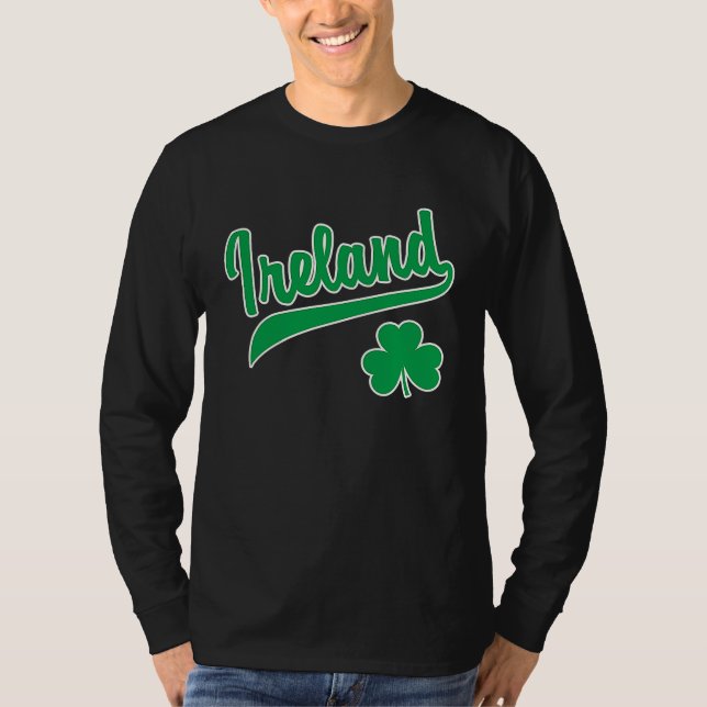 Camiseta Ireland Sports Script Shamrock Green Print White O (Frente)