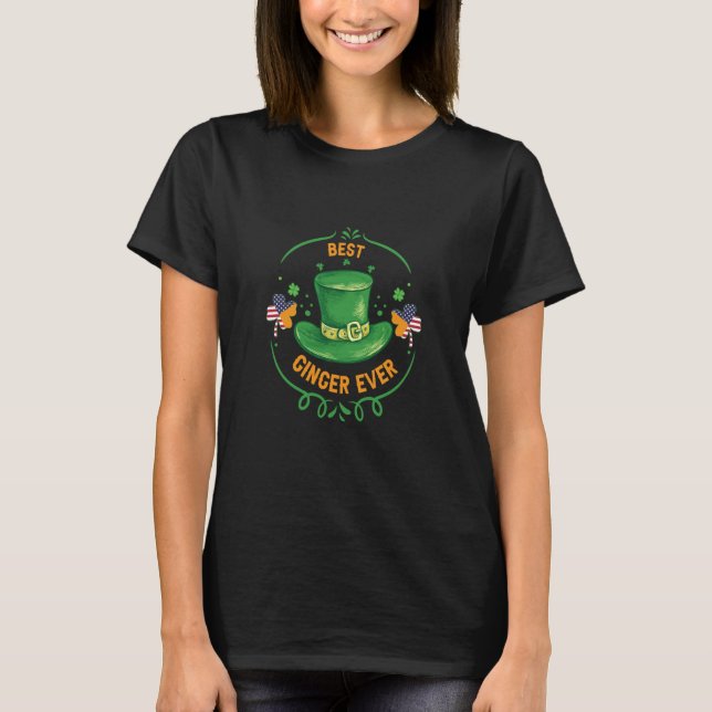 Camiseta Ireland USA Flag Shamrock I Best Ginger Ever (Frente)