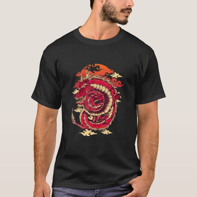Camiseta Irezumi, Arte Tradicional do Dragão Trabalho de ar (Frente)