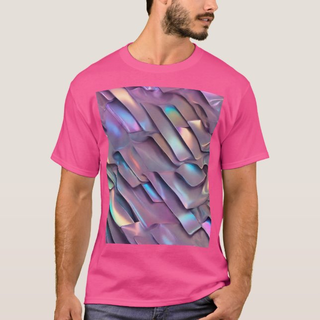 Camiseta Iridescente futurista/abstrato holográfico (Frente)