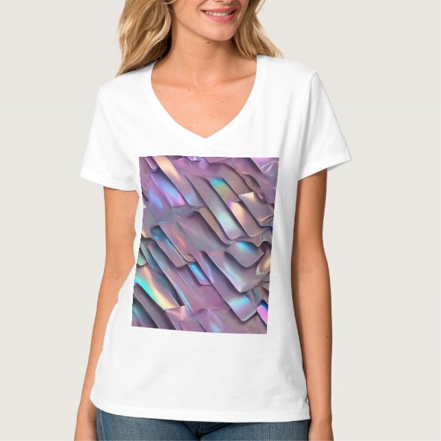 Camiseta Iridescente futurista/abstrato holográfico (Frente)