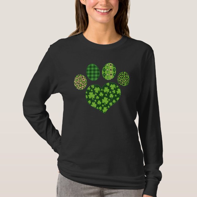 Camiseta Iriish Cute Dog Paw C St Patrick's Day Lucky Shamr (Frente)