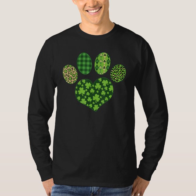 Camiseta Iriish Cute Dog Paw C St Patrick's Day Lucky Shamr (Frente)