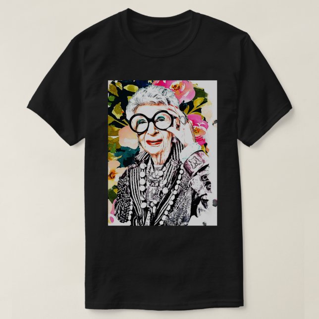 Camiseta Iris Apfel Fashion 5 (Frente do Design)