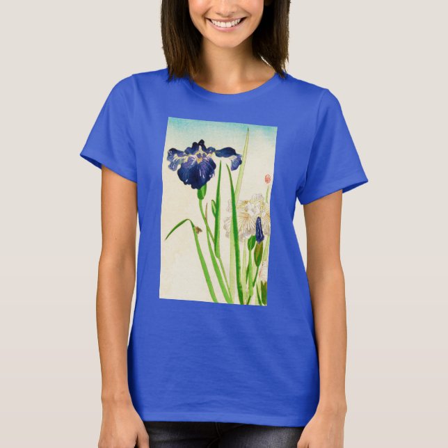 Camiseta Íris azul - impressão de aquarela japonesa (Frente)