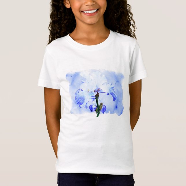 Camiseta Íris Barbuda - Azul e Branco (Frente)