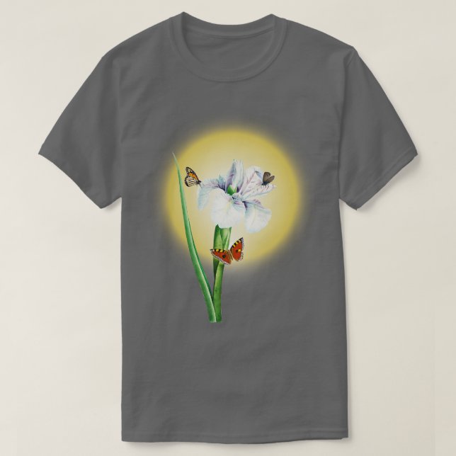 Camiseta Iris Branca Vintage - Iris - Ilustração Flor (Frente do Design)