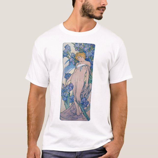 Camiseta Íris (Quatro Flores), Alphonse Mucha (Frente)