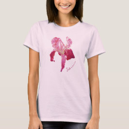 Camiseta Íris ruby impressão vermelho no topo rosa