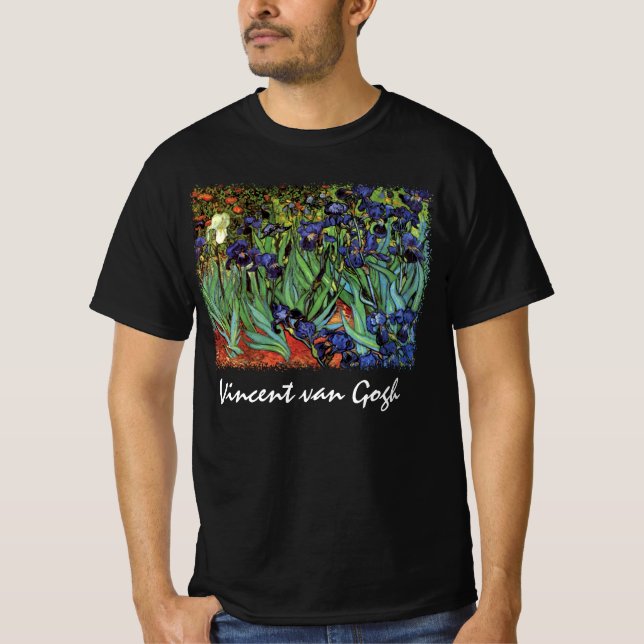 Camiseta Írises de Vincent van Gogh, Arte do Jardim de Vint (Frente)