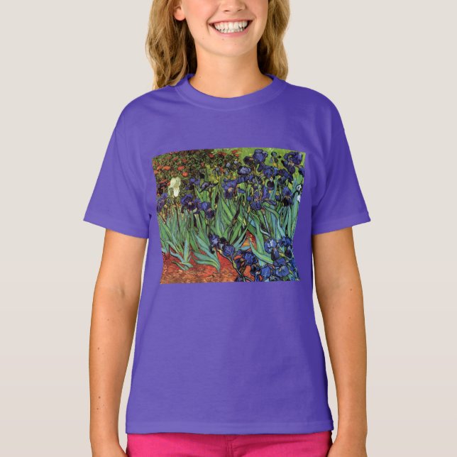 Camiseta Írises de Vincent van Gogh, Arte do Jardim de Vint (Frente)